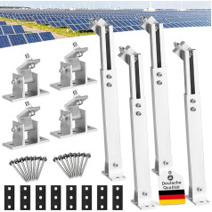 Etievort Saules paneļu kronšteins, 2 komplekti Saules paneļu stiprinājuma statīvs PV Flat Roof 0°-40°, alumīnija kronšteins Balkona elektrostacijas montāžas komplekts 36 cm - 70 cm, individuāli regulējams motorhome laivu jumtiem