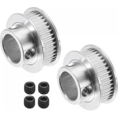 sagādes karte 40 zobu 12 mm Bore Timing Pulley Alumīnija sinhrona ritenis sudraba krāsā 3D printeru jostu CNC mašīnām Pack of 2