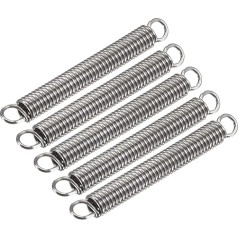 ieguves karte 5 Pack 6mm OD 1mm stieples izmēra kompresijas atspere 71,5 mm pagarināts garums 55 mm brīvs garums 304 nerūsējošais tērauds 5,4 kg slodzes jauda Sudraba krāsā