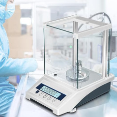 Digitalwaage Laboranalysewaage, LCD-Präzisionslaborwaage 0,0001 g Digitalwaage mit Windschutzscheibe, Maximalgewicht 100 g, Einheitenumrechnung und Zählfunktionen für Industriemessungen