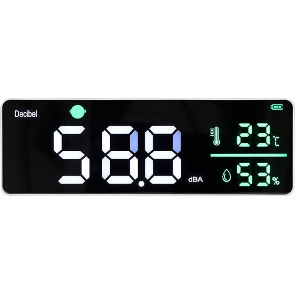 Wandhängendes Schallmessgerät 11 Zoll Großes LED Display Temperatur und Luftfeuchtigkeitsmessgerät mit USB Ladekabel für das Klassenzimmer