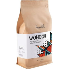 Morgenheld WOHOOO Premium kafijas pupiņas 1 kg Spicy Arabica Espresso, bez skābes un stipras, veselas pupiņas pilnībā automātiskajiem automātiem