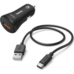 Hama 00183231 Car Charger, USB Type-C QC 3.0 3A,  Black