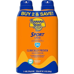 Banana Boat Ultra Mist Sport Performance Broad Spectrum Sun Care Sunscreen Spray - Twin Pack - SPF 30, 6 ounce by Banana Boat