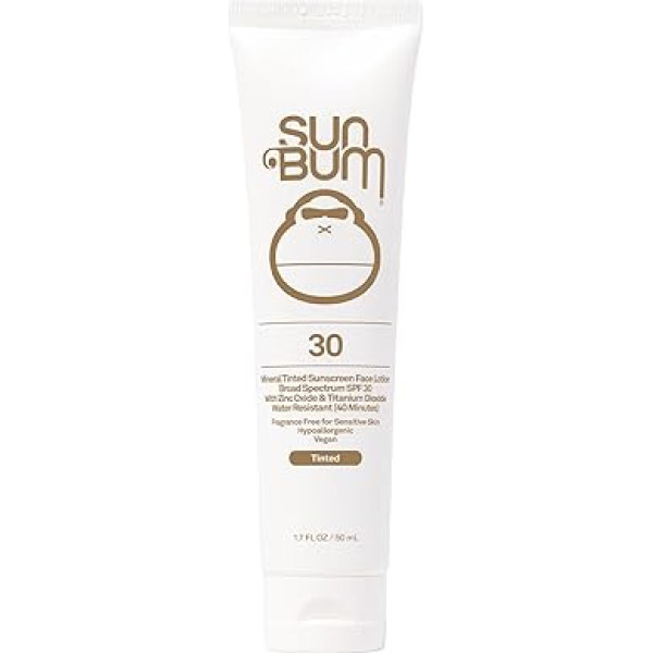 Sun Bum Minerāls SPF 30 tonēts saules aizsargkrēms sejas losjons vegāniem un rifiem draudzīgs (bez oktinoksāta un oksibenzona), dabīgs, plaša spektra saules aizsargkrēms ar UVA/UVB aizsardzību 50ml