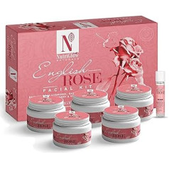 Nutriglow NATURAL's English Rose sejas kopšanas komplekts 6 gab., dziļi attīrošs, eksfoliējošs, barojošs gels, balinošs krēms, visiem ādas tipiem, 250 g + 10 ml (1 iepakojums)