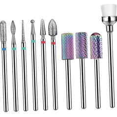 ‎Minkissy 10 gab Nail Drill Set Grinding Tool Electric Rotary File Bit Carbide Drill Ceramic Drill Manikīra urbis Alloy Corundum Nagu piederumi Rotate