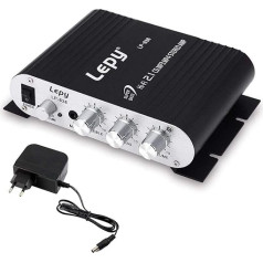 Dollatek LEPY LP-838 Auto kanāla pastiprinātājs Stereo zemfrekvenču skaļruņa audio aksesuāri (melns) LED gaisma