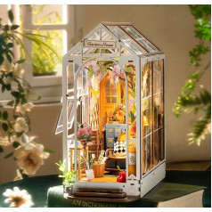 ROWOOD Book Nook Kit Dārza nojume, DIY Booknook Diorama Bookend Model Kit 3D koka puzzle Miniature House Kit Craft Set dāvanas