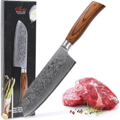 Wakoli EDIB Pro Premium Santoku nazis ar īpaši augstu 17 cm asmeni, kas izgatavots no 67 kārtām īsta Damaska tērauda ar Pakka koka rokturi I Damaska nazis Virtuves nazis un profesionāls pavāra nazis