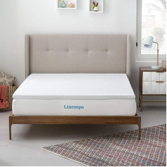 Linenspa 5 cm Mattress Topper with Cooling Gel, Memory Foam and Washable Zip Cover, 150 x 190 cm