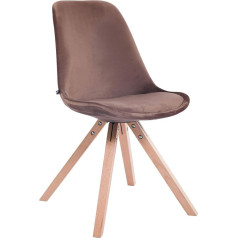 CLP Toulouse Velvet Square Retro Chair with High-Quality Seat Padding, Recliner Chair with Sturdy Wooden Frame, Seat Height 48 cm, Colour: Brown, Frame Colour: Wood (Natura)