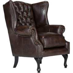 Woodkings ® Chesterfield Pittsfield krēsls Antikvariāts brūns īstas ādas biroja krēsls Lasīšanas krēsls Mīkstās mēbeles Dizaina krēsls Pavasara kodols Unikāls vīriešu istaba Angļu ādas stila krēsls