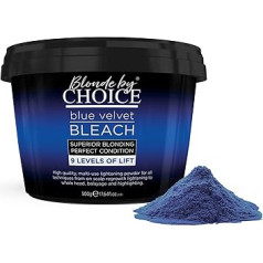 Blonde By Choice Blue Velvet matu balināšanas pulveris 9 posmi Blue Velvet Premium balināšana nodrošina tīrākos, gaišākos blondos toņus, dzeltenos, zelta un misiņa toņus, bez putekļiem 500g