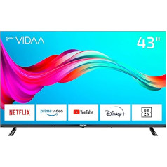 DYON Smart 43 VX 108 cm (43 collu) televizors (Full HD Smart TV, HD trīskāršais uztvērējs (DVB-C/-S2/-T2), App Store, Prime Video, Netflix, YouTube, DAZN, Disney+) [Mod. 2022], melns