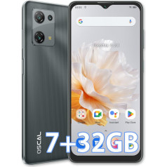 OSCAL viedtālrunis bez līguma, 7 GB RAM, 32 GB ROM, 256 GB TF/SD, C30 (2023) Android mobilais tālrunis lēts 6,5 collu HD+ displejs, 5080 mAh, 12 MP kamera, 4G Dual SIM bez SIM kartes, 3 kartes