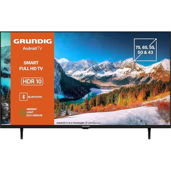 GRUNDIG 32 VOE 631 TV 32 collu (80 cm) Full HD LED televizors, Android 11 TV, trīskāršs uztvērējs, USB ierakstīšana, iebūvēts Chromecast, Bluetooth, Smart TV, melns