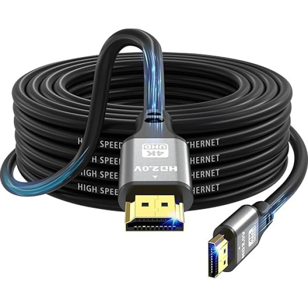 jojobnj 4K HDMI kabelis 10 m, ātrgaitas HDMI 2.0 kabelis 4K @ 60Hz 18 Gbps, Ultra HD, Ethernet Audio Return, video 4K, 1080p, 3D, Arc, HDR, saderīgs ar Xbox, PS5/PS4, HDTV, klēpjdatoru utt.