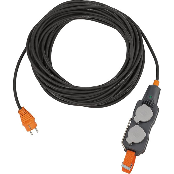 Brennenstuhl professionalLINE Powerblock mit Verlängerungsleitung/Verteilersteckdose 4-Fach (15m Kabel schwarz, Baustelleneinsatz und ständiger Einsatz im Freien, IP54, Steckdosen in 45°-Anordnung)