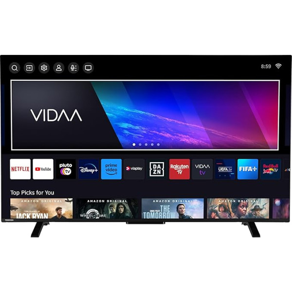 Toshiba 55QV2363DAW 55 collu QLED TV/VIDAA Smart TV (4K UHD, HDR Dolby Vision, trīskāršs uztvērējs, Bluetooth, Dolby Audio)