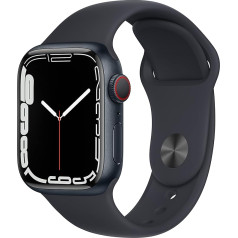 Apple Watch Series 7 (GPS + Cellular, 41MM) - Alumīnija siksniņa Mitternacht ar sporta aproci Mitternacht (Melns)