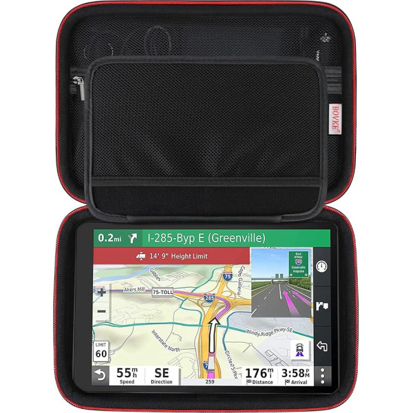 BOVKE ciets GPS koferis 10 collu Garmin dēzl LGV 1010, Garmin Camper 1090, Garmin dēzl LGV1000 MT-D kravas automašīnu navigācijas ierīcei, tīklveida somiņa lādētājam, USB kabelis, melns