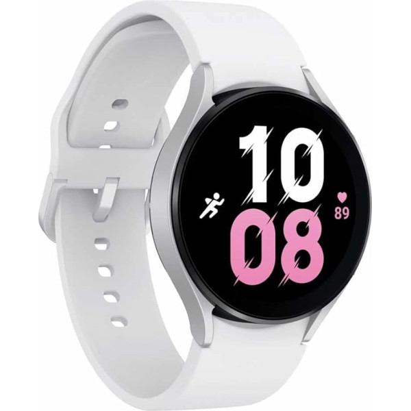 Samsung Galaxy Watch5 apaļš Bluetooth viedpulkstenis, Wear OS, fitnesa pulkstenis, fitnesa sekotājs, 44 mm, sudraba (vācu versija)