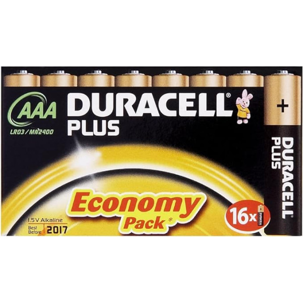 Duracell Plus MN2400 Alkaline-Batterien, AAA, 16 Stück