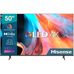 Hisense 50E7HQ QLED Smart TV 127 cm (50 collu) televizors (4K, HDR, HDR10, HDR10+ dekodēšana, HLG, Dolby Vision, DTS Virtual, 60 Hz panelis, Bluetooth, iebūvēta Alexa, VIDAA Voice)