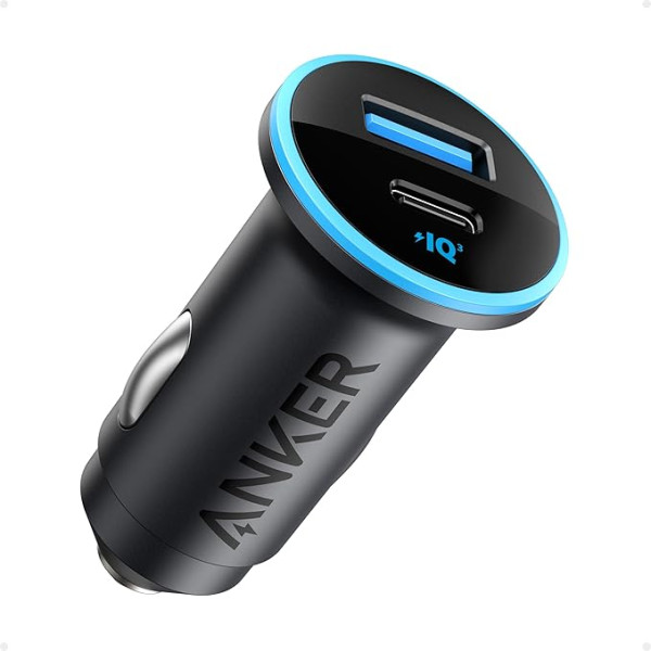 Anker USB C auto lādētājs (52,5 W), 323 12 V mobilo tālruņu lādētājs automašīnai/automašīnai ar PowerIQ 3.0 ātro uzlādi iPhone 15 14 13 13 12 11 Pro Max Mini X XS Samsung Galaxy S23/22/21 iPad Pro Pixel un citiem tālruņiem