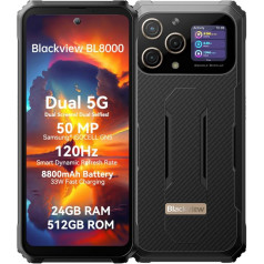 Blackview āra viedtālrunis Dual 5G BL8000, Dimensity 7050 24GB + 512GB, 50MP kamera, 6,78 collu 2.4K dubultais ekrāns, 8800 mAh akumulators, 33W ātrā uzlāde, IP68 mobilais telefons bez līguma, NFC GPS OTG