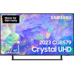 Samsung Crystal CU8579 televizors, 50 collas, Dynamic Crystal Color, AirSlim dizains, Crystal procesors 4K, Smart TV, GU50CU8579UXZG, vācu modelis [2023]