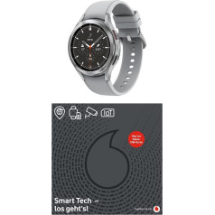 Samsung Galaxy Watch4 Classic, apaļš LTE viedpulkstenis, Wear OS, rotējoša apmale, fitnesa pulkstenis, 46 mm, sudraba, Vodafone eSIM