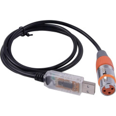 USB uz DMX vadības kabelis RS485 sērijveida konvertora adapteris FTDI XLR 3Pin skatuves apgaismojuma ierīces kabelis (1,8 m, USB caurspīdīgs apvalks)