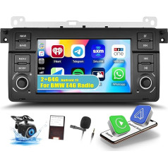 OiLiehu 2+64G Android 13 Carplay Android Auto Radio 2DIN priekš BMW E46 Radio Touring 1998-2006 Auto Radio ar ekrānu 7 collas ar Mirror Link/HiFi/Equalizer/Bluetooth/FM RDS/WiFi/GPS/Rear View Camera