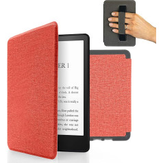 MyGadget futrālis Amazon Kindle 11. paaudzes (2022. gada modelis) - 6 collas ar siksniņu un automātiskās miega/modināšanas funkciju - rozā flipa futrālis