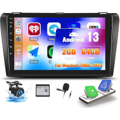 OiLiehu 2G + 64G Android 13 Auto radio 2 DIN Carplay Android automašīnai Mazda 3 2006-2012 Auto radio ar ekrānu 9 collu displejs Auto radio ar Mirror Link/EQ/Bluetooth/SWC/FM RDS/WiFi/GPS/ aizmugures skata kamera