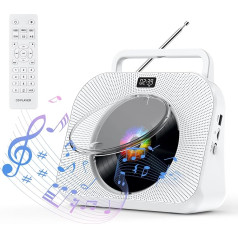 Gueray CD atskaņotājs mājai Bluetooth galda CD atskaņotājs ar skaļruņiem austiņu ligzda FM radio Boombox CD atskaņotājs ar tālvadības pulti Atbalsta modinātāja pulksteņa taimeris USB AUX TF kartes atskaņošana