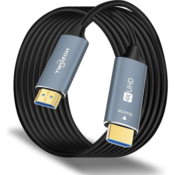 Twozoh HDMI optiskās šķiedras kabelis 75 m, HDMI optiskais kabelis 2.0 4K/60Hz (4:4:4 HDR10 HDCP2.2) 1440p 144Hz 18Gbps ātrgaitas UHD optiskās šķiedras HDMI kabelis