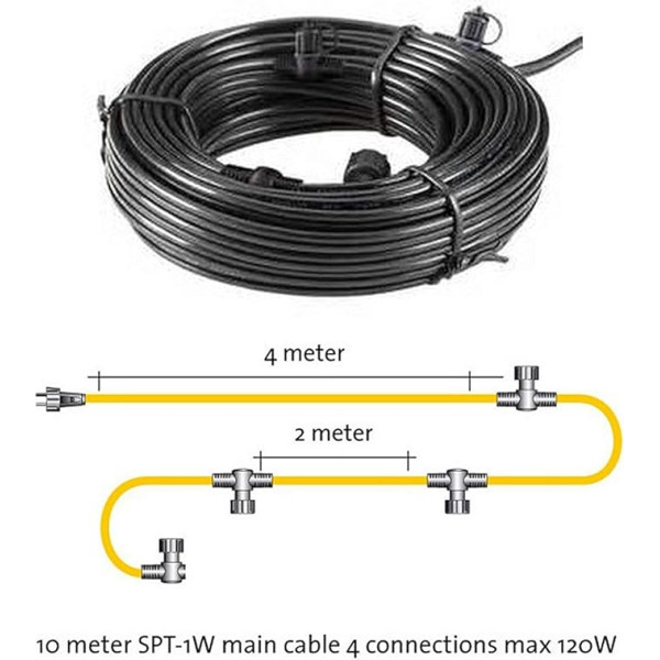 Techmar SPT-1 galvenais kabelis 10 m + 4 veidoti kontaktdakšas āra apgaismojums