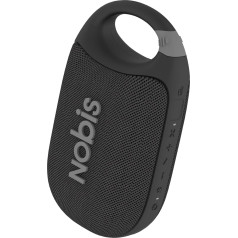 NOBIS Clip N1 portatīvais Bluetooth skaļrunis ar lietotni, ritma režīms, atskaņošanas laiks līdz 24 stundām, IP68 ūdensnecaurlaidīgs, BT 5.3, HD skaņa, stereo pārī, pielāgots ekvalaizers, ideāli piemērots lietošanai ārā (melns)