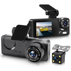 Automašīnas WiFi Dash Cam DVR kameras videoreģistrators aizmugures skata 3 objektīvi HD cikla ierakstīšana Video spoguļa ierakstītājs