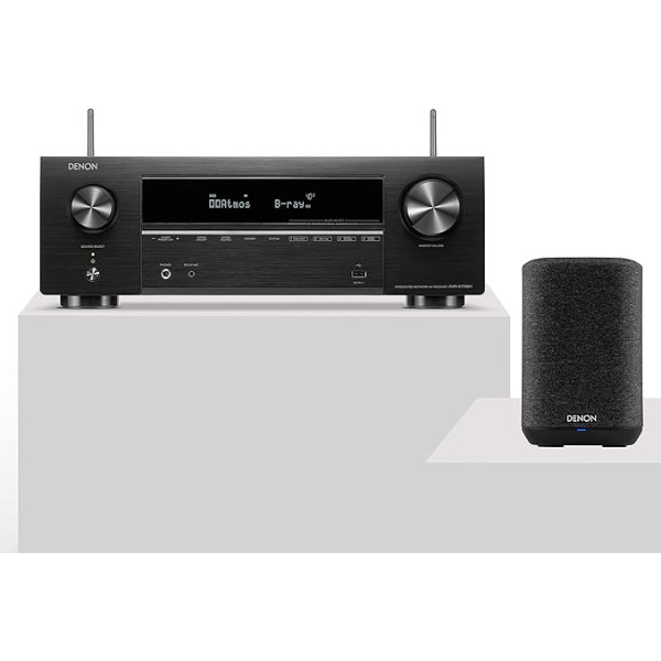 Denon AVR-X1700H 7.2 kanālu AV uztvērējs + Denon Home 150 Multiroom skaļrunis (melns), iebūvēts HEOS, WLAN, Bluetooth, AirPlay 2, saderīgs ar Alexa