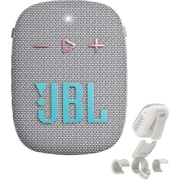 JBL Box Wind 3S pārnēsājamais mini Bluetooth skaļrunis ūdensizturīgs ar klipu sportam, velosipēdam un skrejriteņiem - Bass Boost - balts, gaiši pelēks