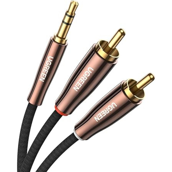 UGREEN RCA Jack Cinch Connector Aux RCA kabelis no 3,5 mm spraudņa uz 2 RCA ligzdām RCA audio kabelis viedtālruņiem, planšetdatoriem, mājas kinozālēm, skaļruņiem, stereo sistēmai, televizoram utt.