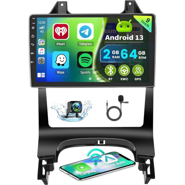 2GB + 64GB Android 13 Auto radio Peugeot 3008 2009-2015 Radio bezvadu Apple CarPlay Android auto Bluetooth 9 collu ekrāns Auto radio ar navigācijas atpakaļgaitas kameru