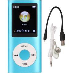 MP3 atskaņotājs, mūzikas atskaņotājs ar 1,8 collu LCD ekrānu, USB pieslēgvietu, plāns klasisks digitālais diktofons ar FM radio, atbalsta līdz 64 GB (zils)