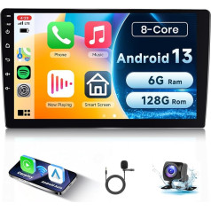 6GB + 128GB 8Core Auto Radio Android 2 DIN ar bezvadu Carplay Android auto, Hodozzy 10 collu skārienjūtīgais ekrāns Double DIN auto radio GPS navigācija WiFi Bluetooth 5.0 USB stūres vadības stūres rats FM/RDS radio