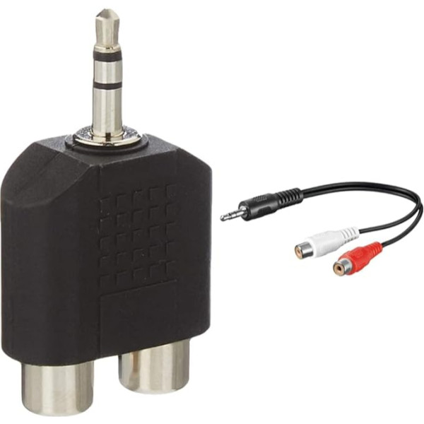 InLine 99302 Audio adapteris, 3,5 mm Jack kontaktdakša uz 2 x RCA sieviete, Stereo & PremiumCord Jack uz RCA Y kabelis 0,2 m, 3,5 mm Jack kontaktdakša uz 2x RCA sieviete, Jack uz RCA, Stereo audio, melns