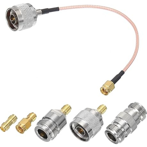 sourcing map RG316 Koaxialkabel, SMA-Stecker auf N-Stecker, mit Adapter, verlustarmes RF-Koaxialkabel, 1,5 m, Orange, 1 Stück